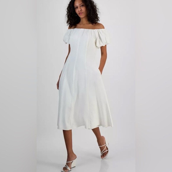 Sam Edelman Dresses & Skirts - Sam Edelman Off-the-Shoulder Puff-Sleeve A-Line Midi Dress – Size 14